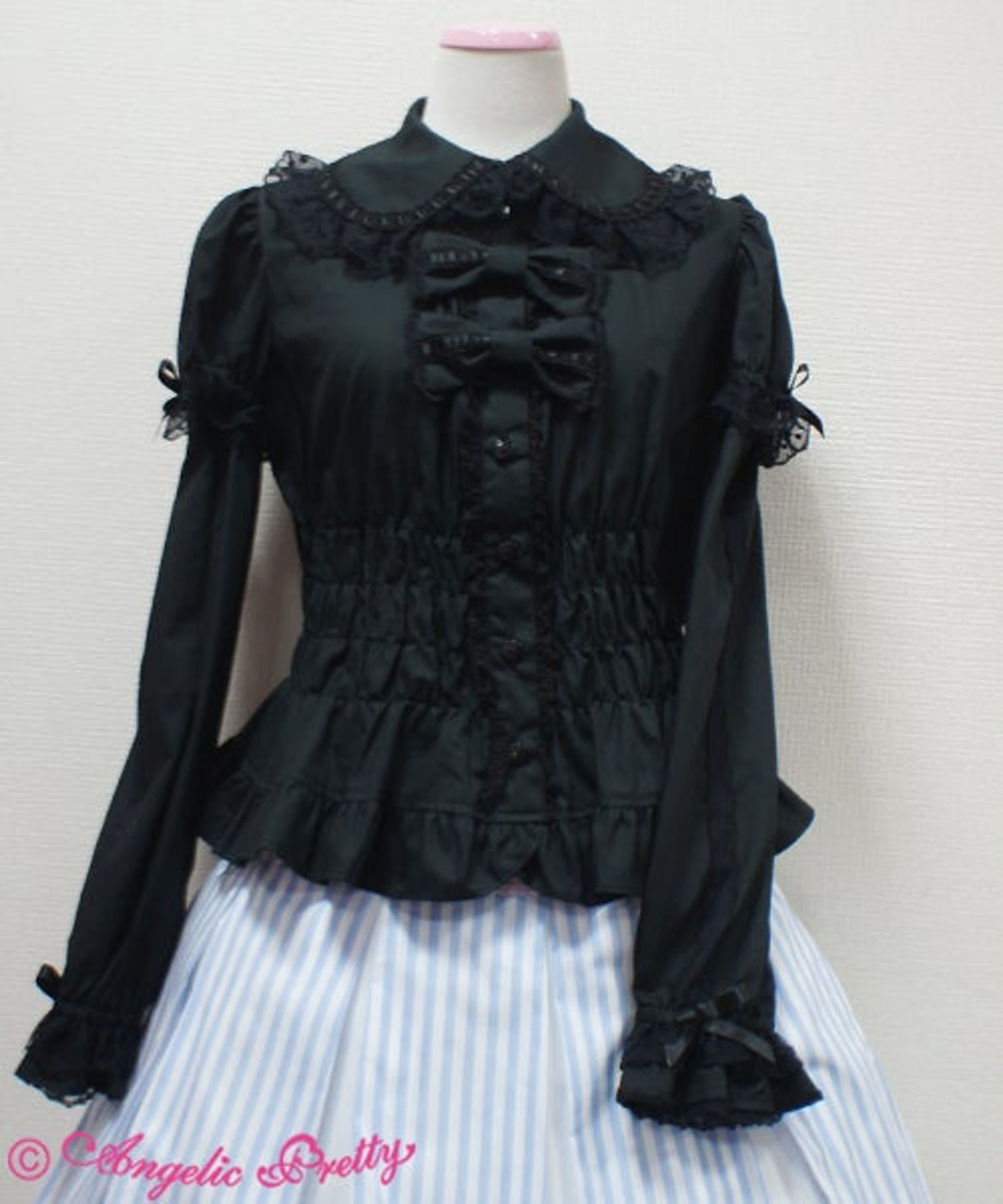 Double Ribbon Honey Shirring Detachable Sleeves Blouse Angelic